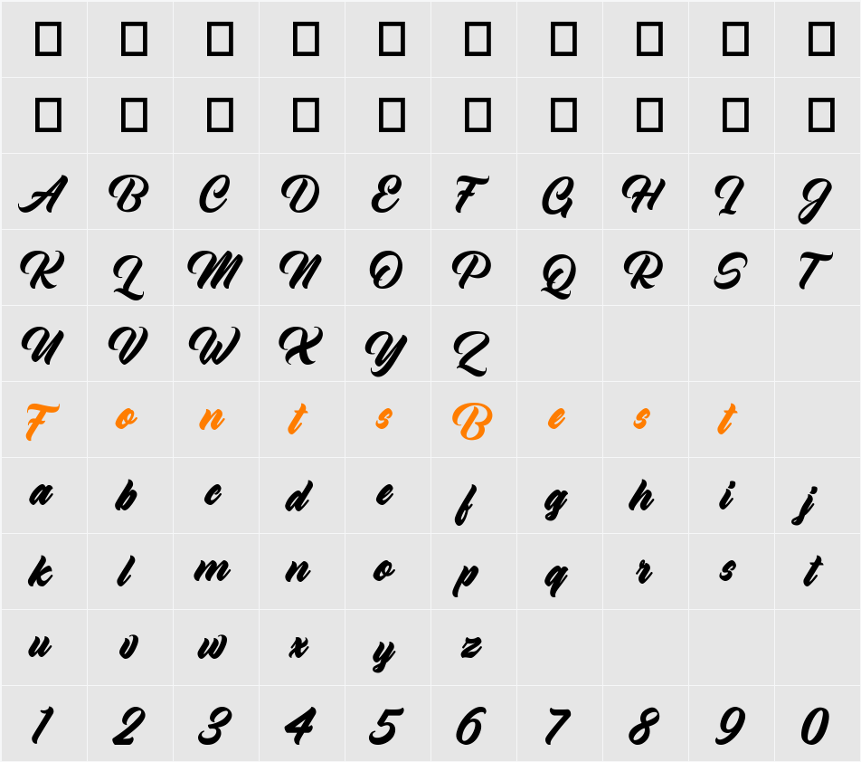Yowesta Character Map