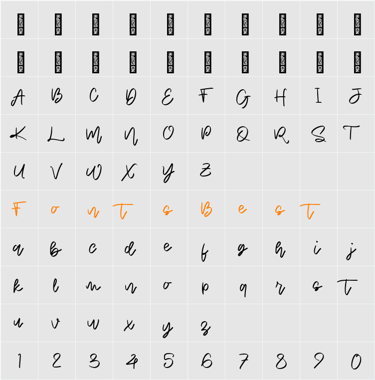 Dihyani Personal Use Character Map
