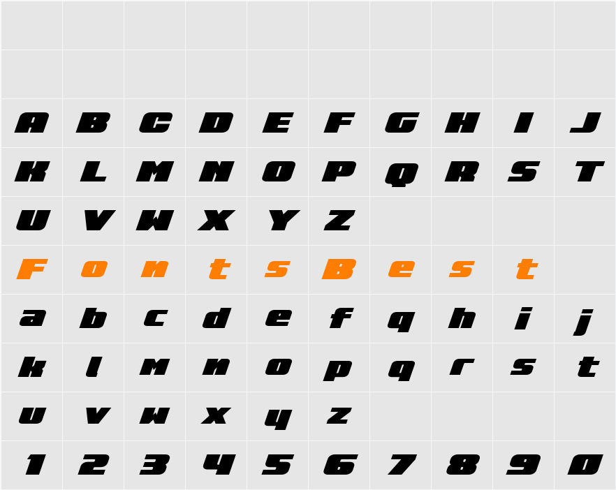 Rapid Response LC Italic Character Map