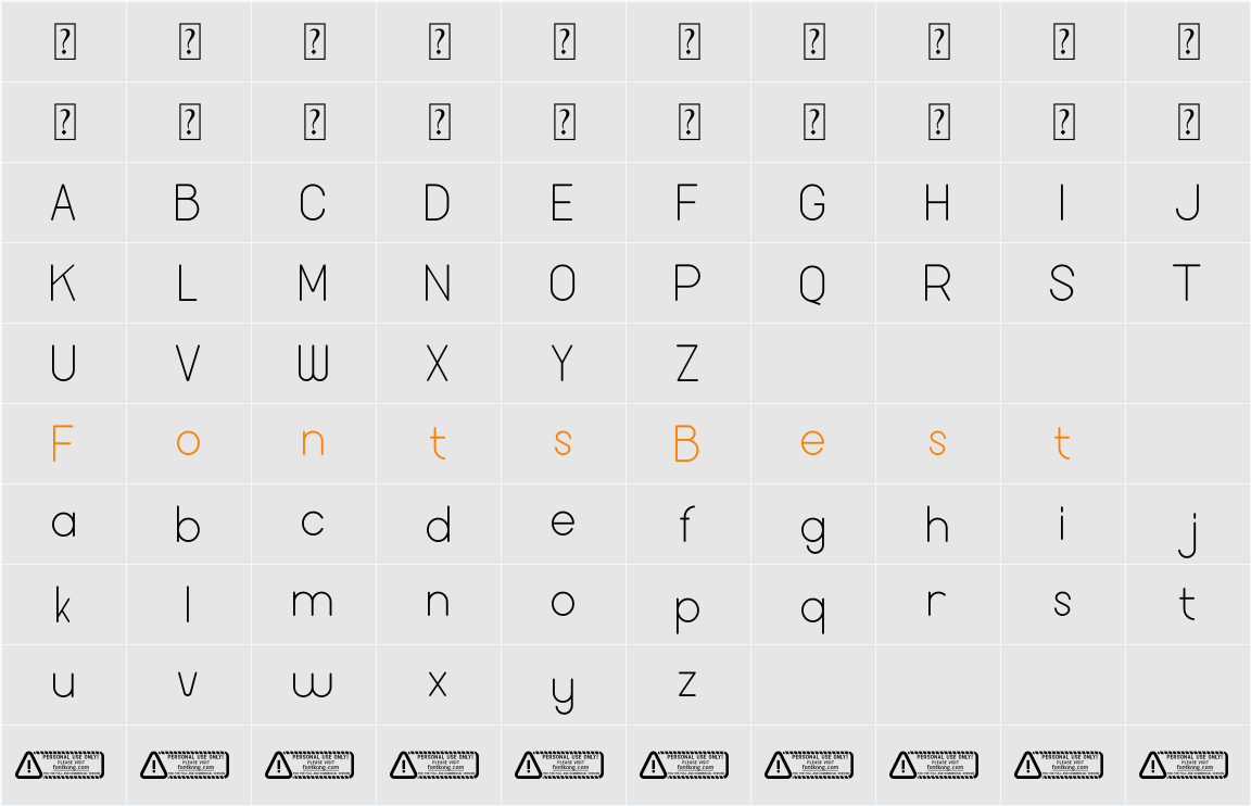 Monnoline Character Map