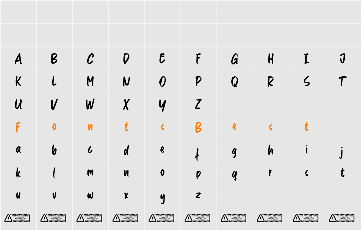 Bepanic PERSONAL USE ONLY! Character Map