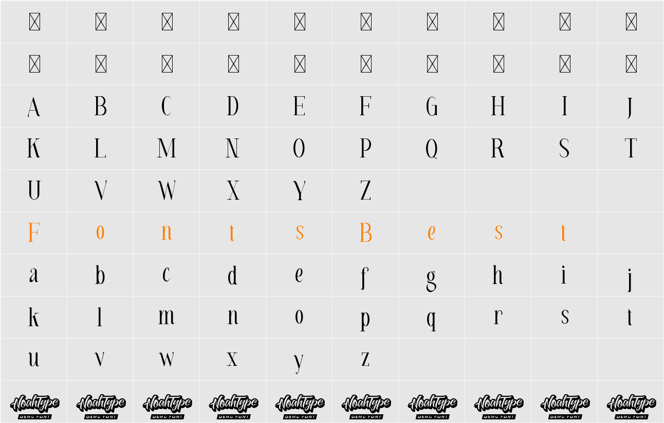 Sword Cane Demo Condensed Character Map