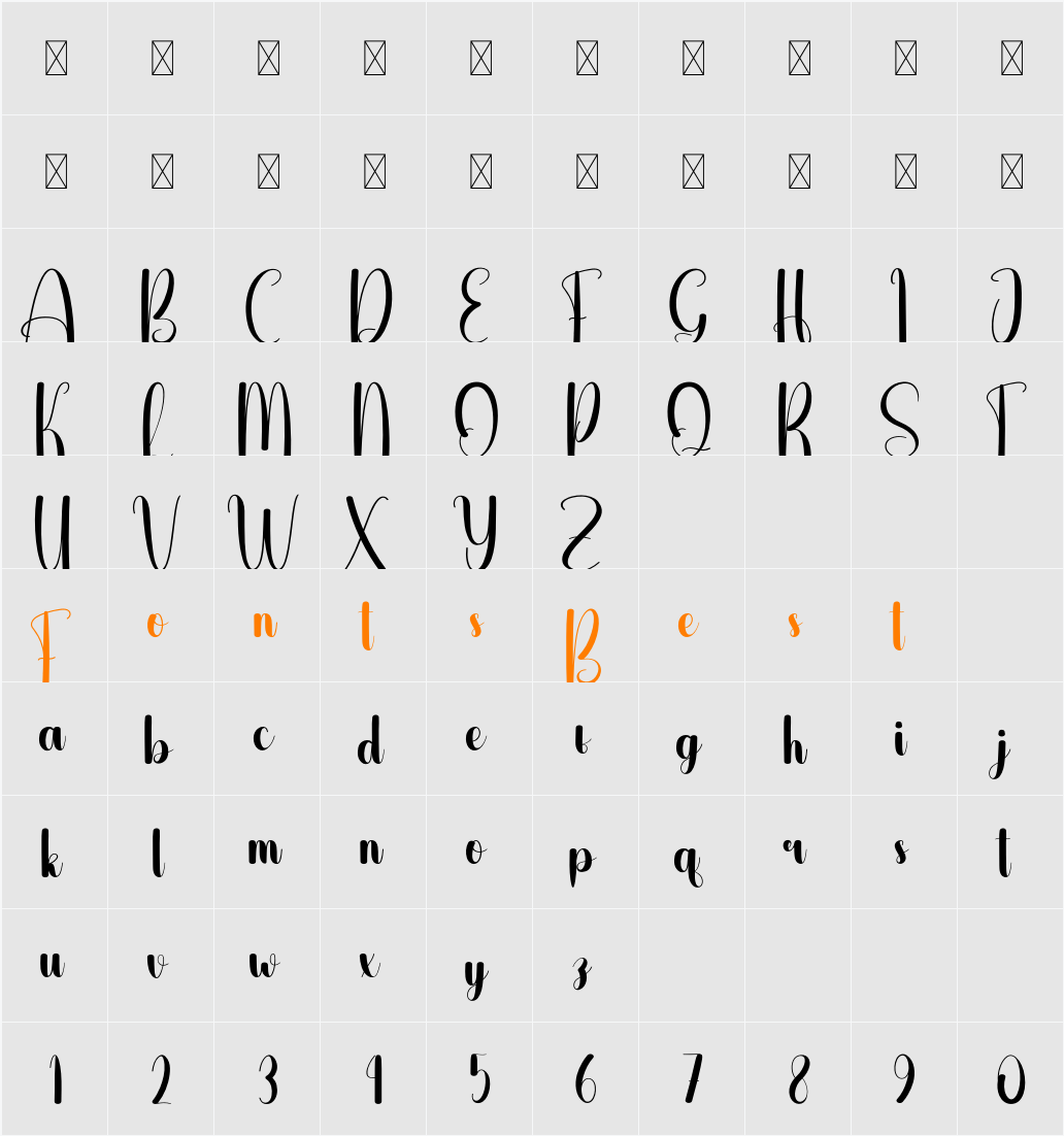 Bayfresh Character Map
