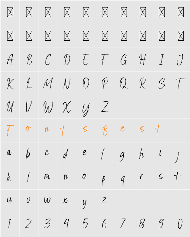 Amsterdam Signature Character Map