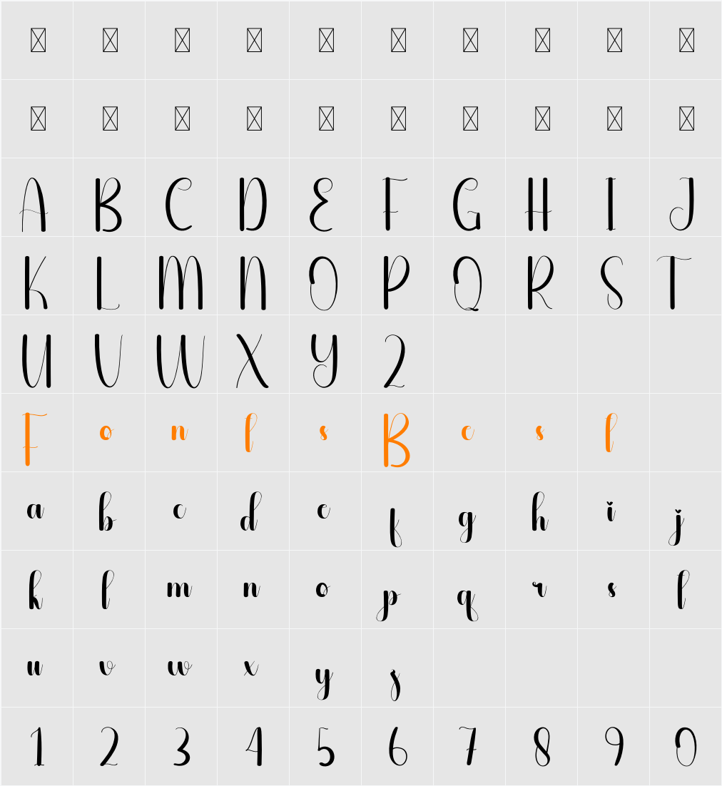 Outtable Character Map
