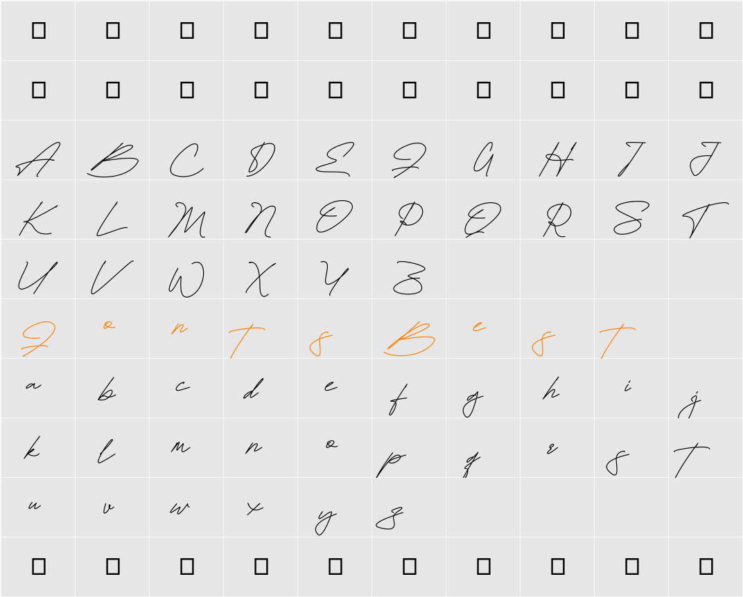 Brittney Signature Personal Use Only Character Map