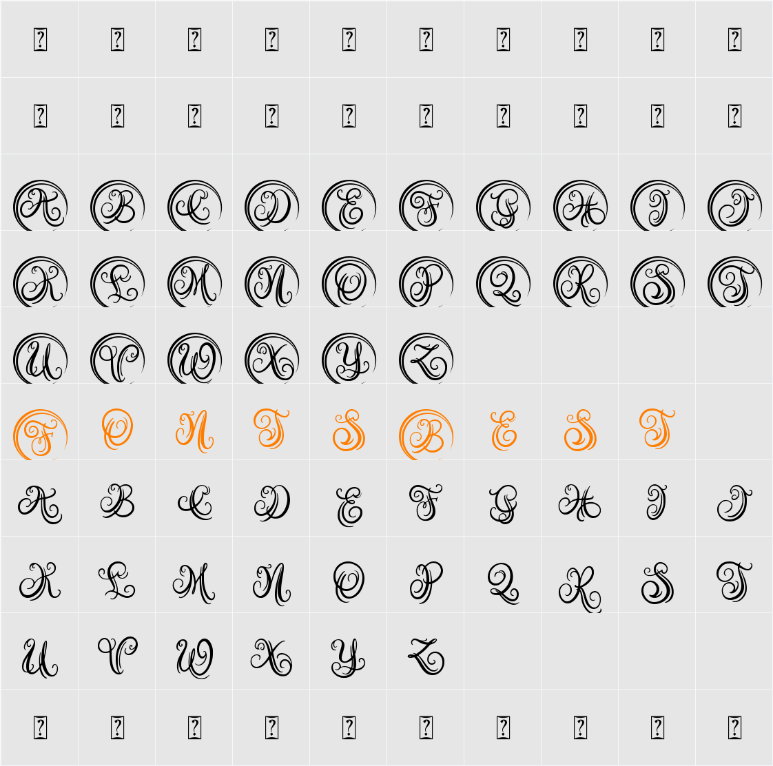 Austy Monogram Character Map