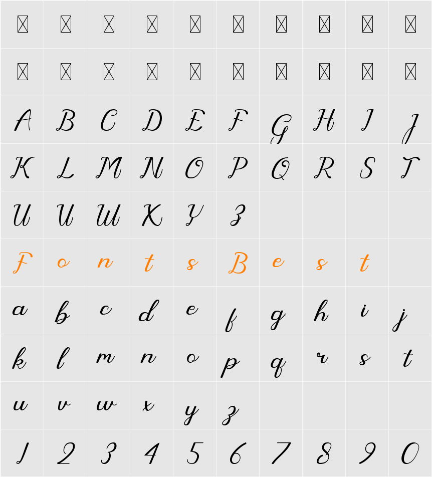 Andany Character Map