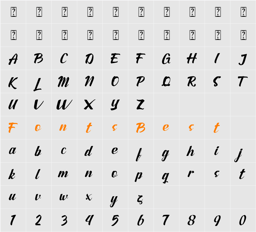 Bilbone Character Map