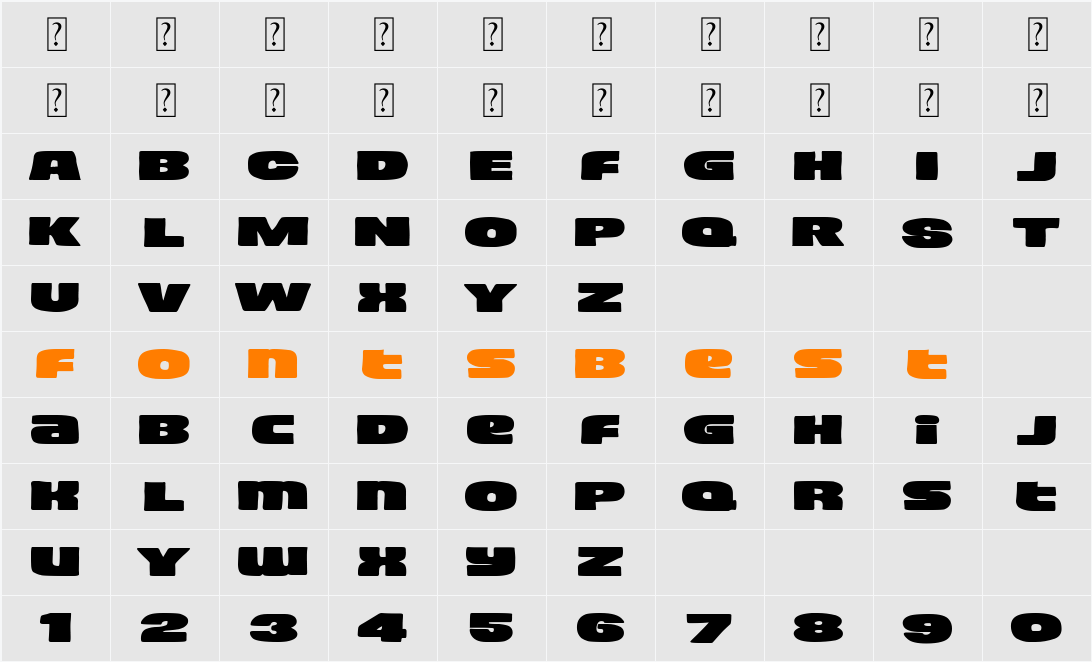 Cartucho Character Map