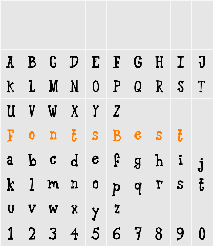 Alan Font Character Map