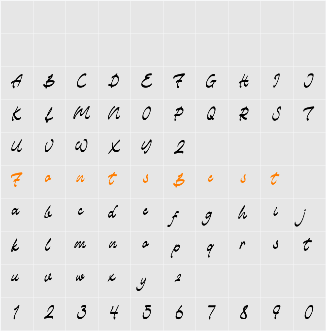 The Ranch Script Character Map