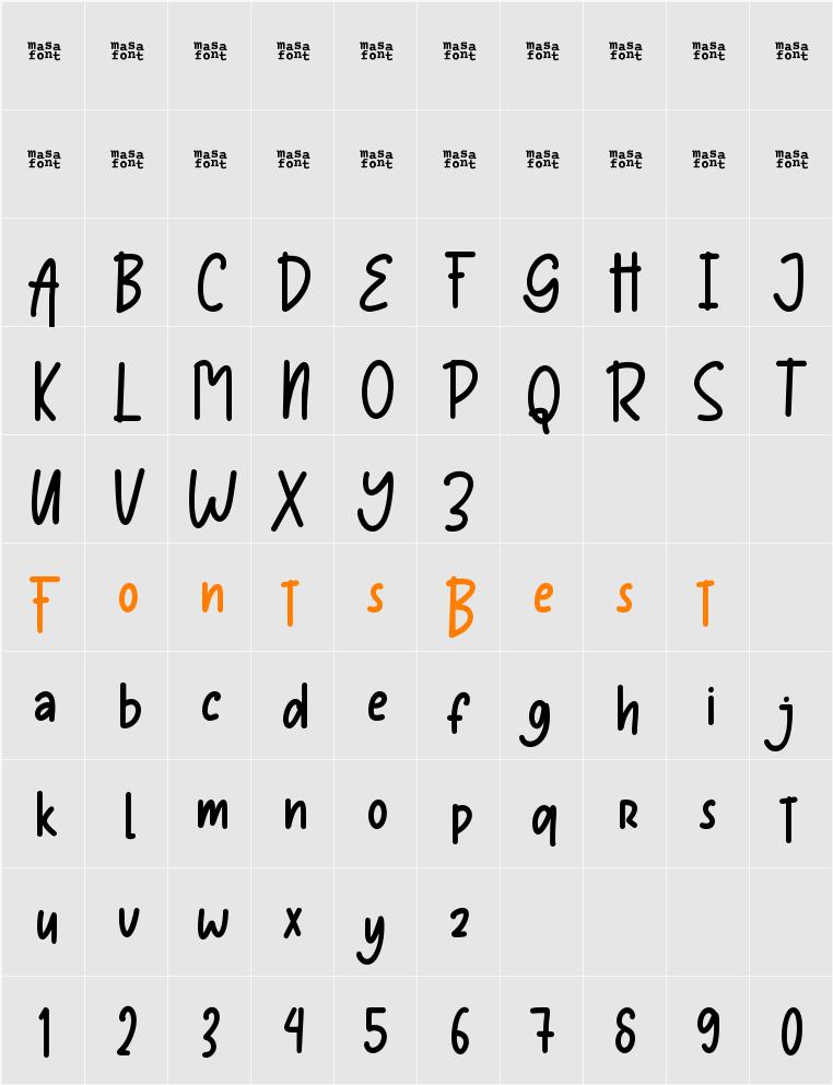 Giant Oranges Character Map