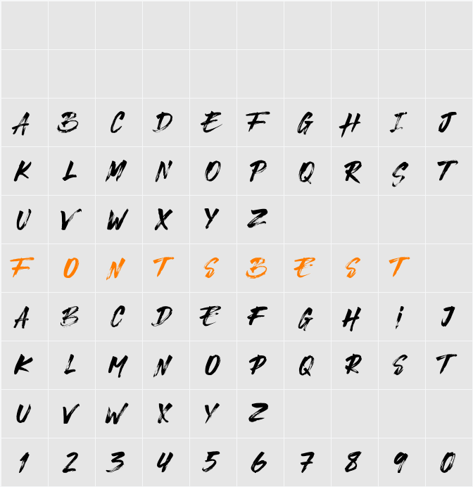 Bridgers Brush Character Map