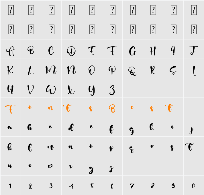 Adam Script Character Map