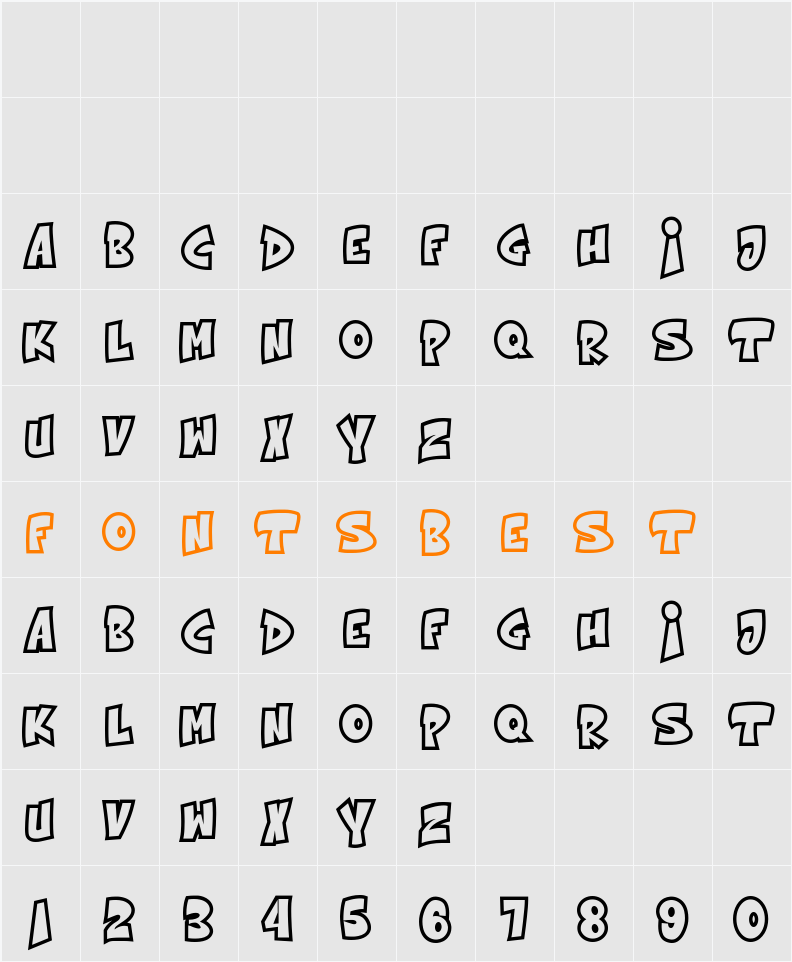 The bolder shadow_shadows Character Map