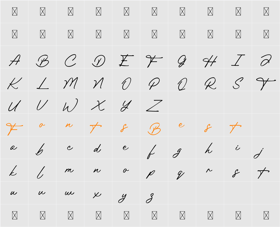 Tofu Character Map