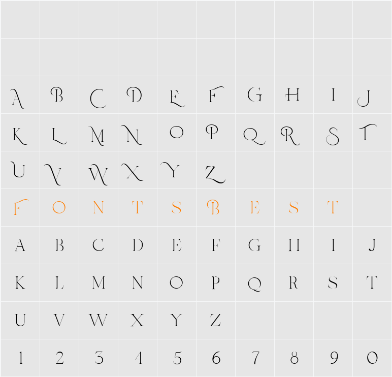 Rusilla serif Character Map