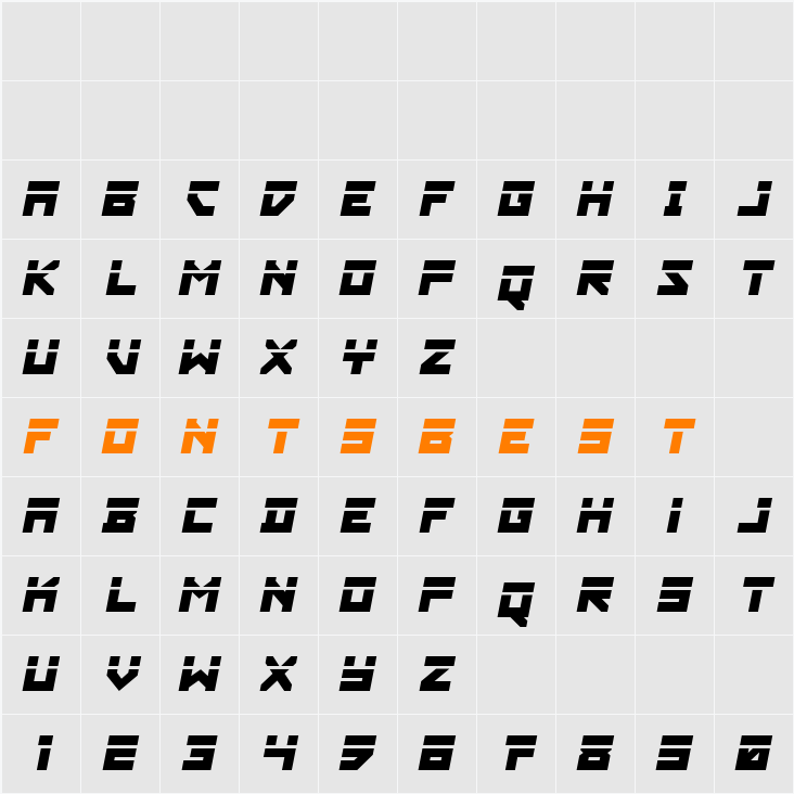 Hibernal Sentry Laser Italic Character Map