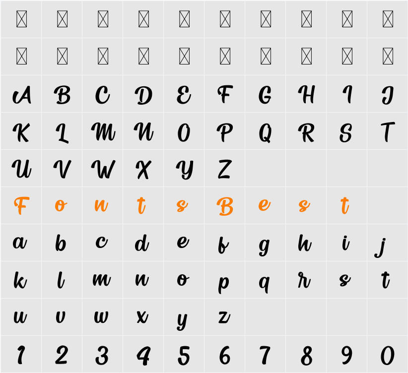 Bulan Character Map