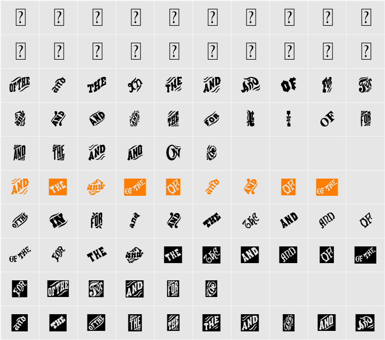 Vintage Catchwords Character Map