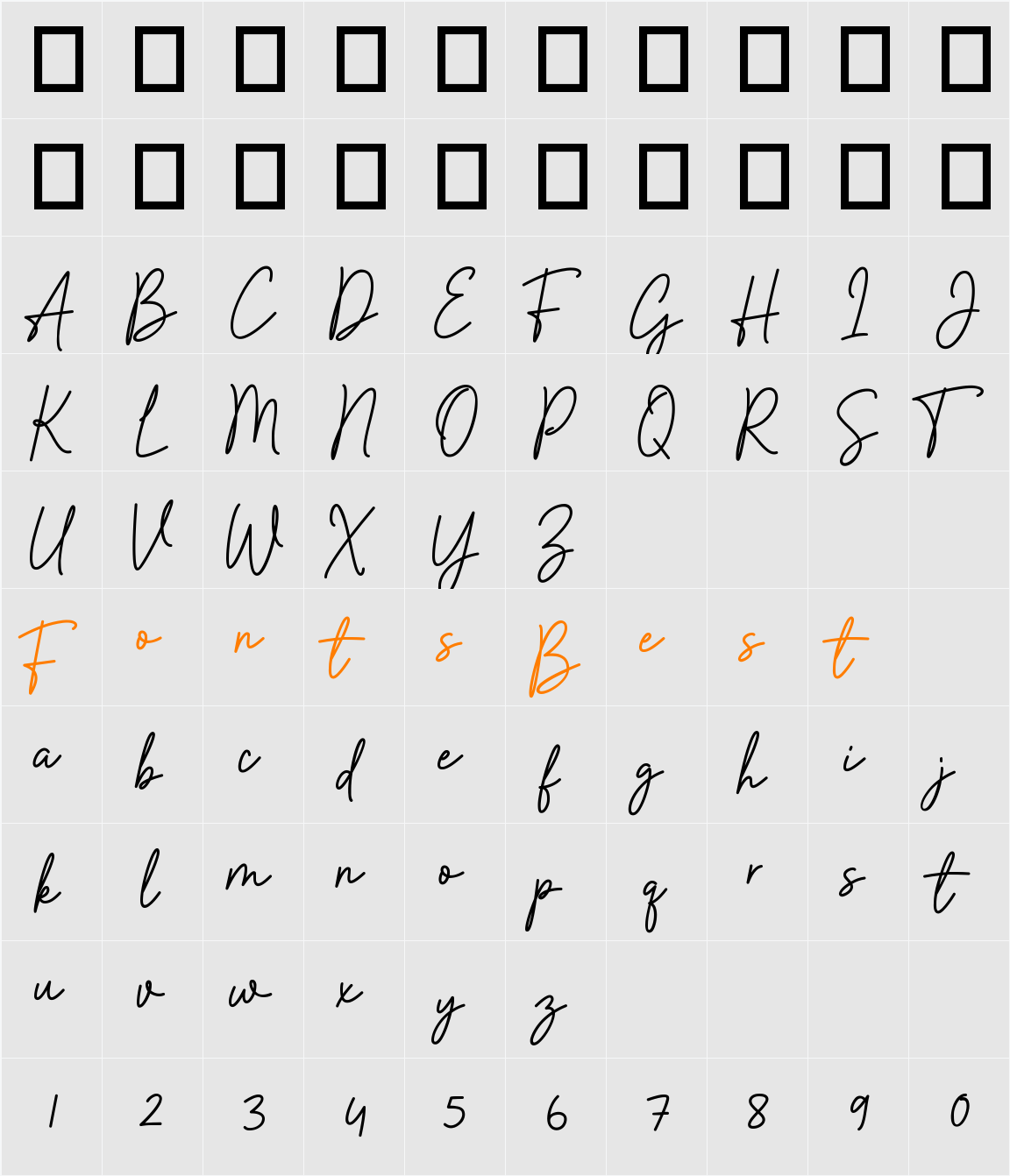 Camellia Signature DEMO! DEMO! Character Map