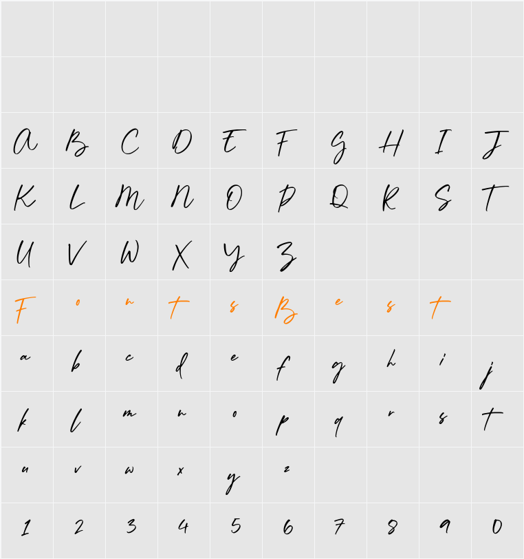 Signature Creek Character Map