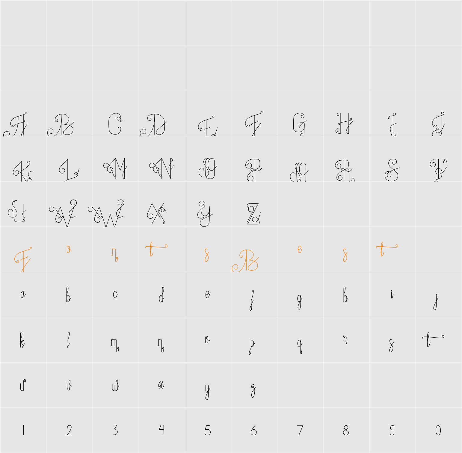 Fantasia Monoline Character Map