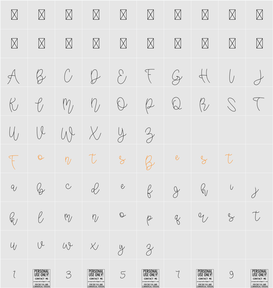 Water Splash Monoline Character Map