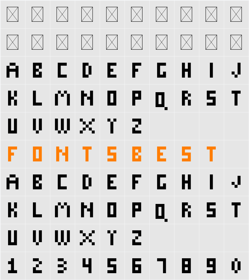 Mythic Pixels Character Map