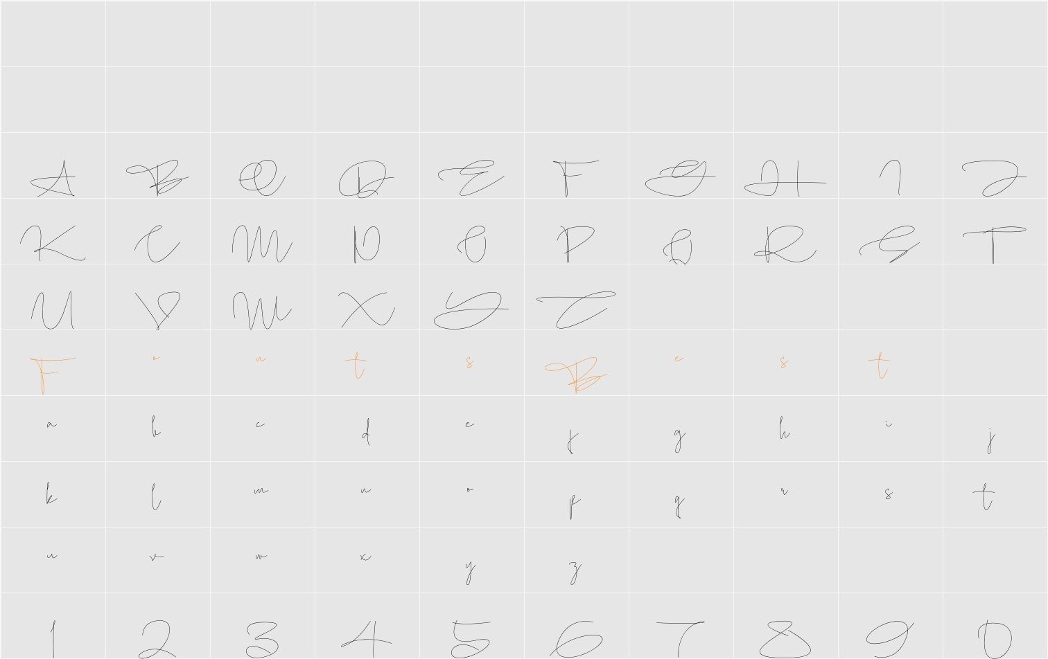 Homallond Character Map