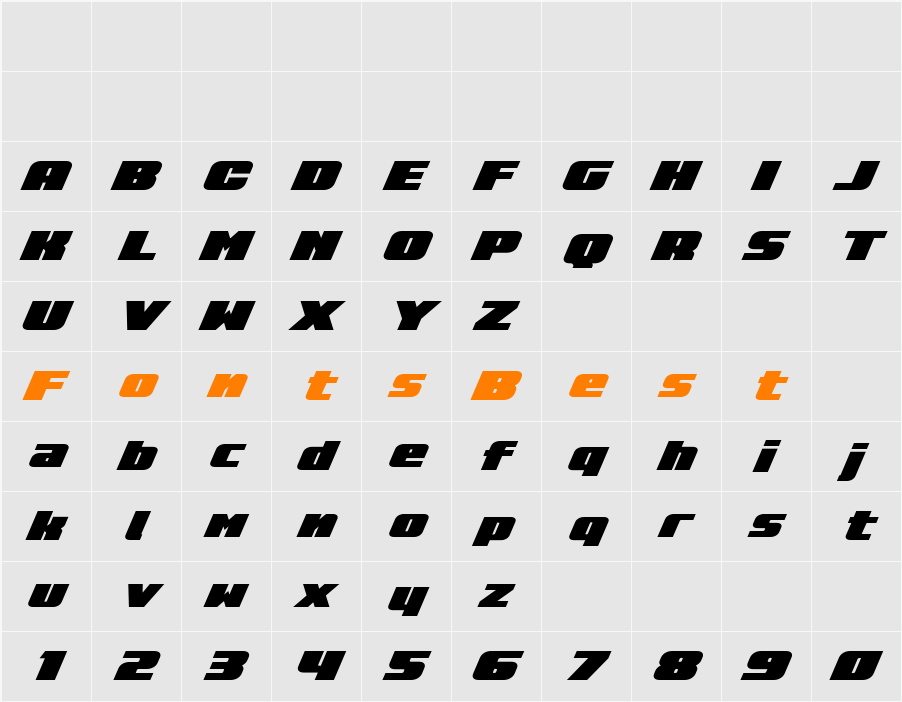 Rapid Response LC Super-Italic Character Map