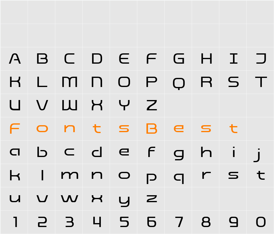 Futury Light Character Map