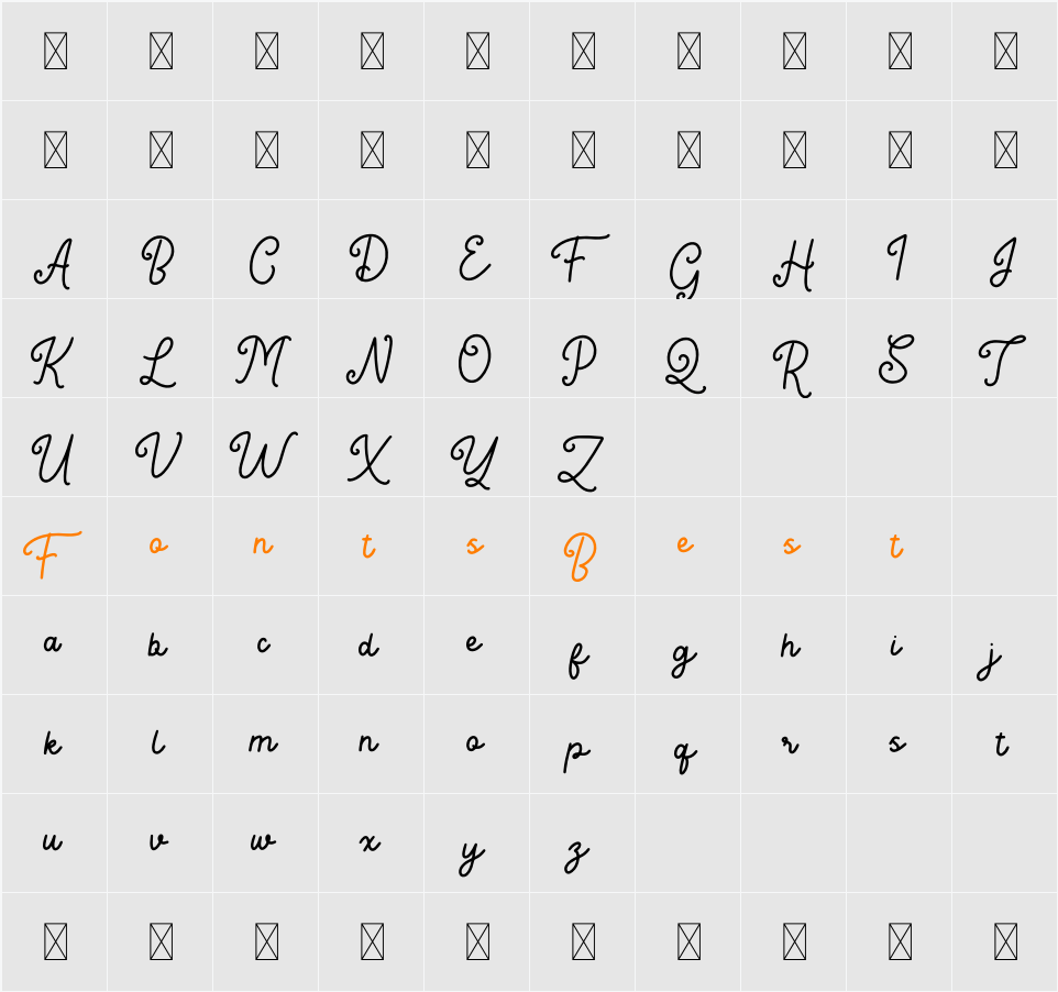 Angitany Character Map
