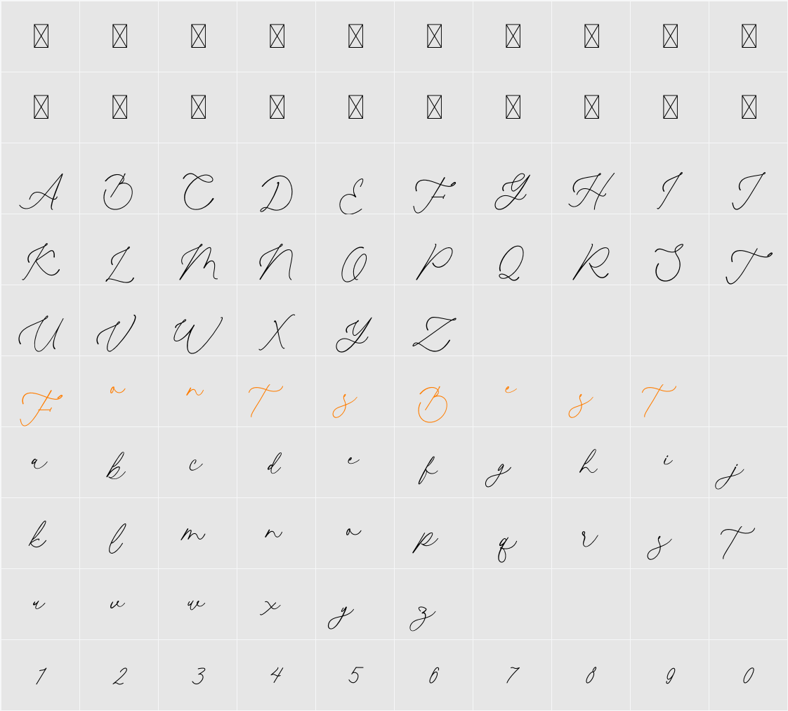 The Smooth Script Character Map