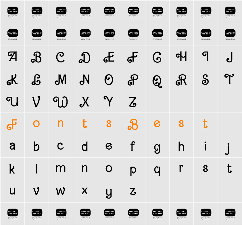 Bartex Character Map