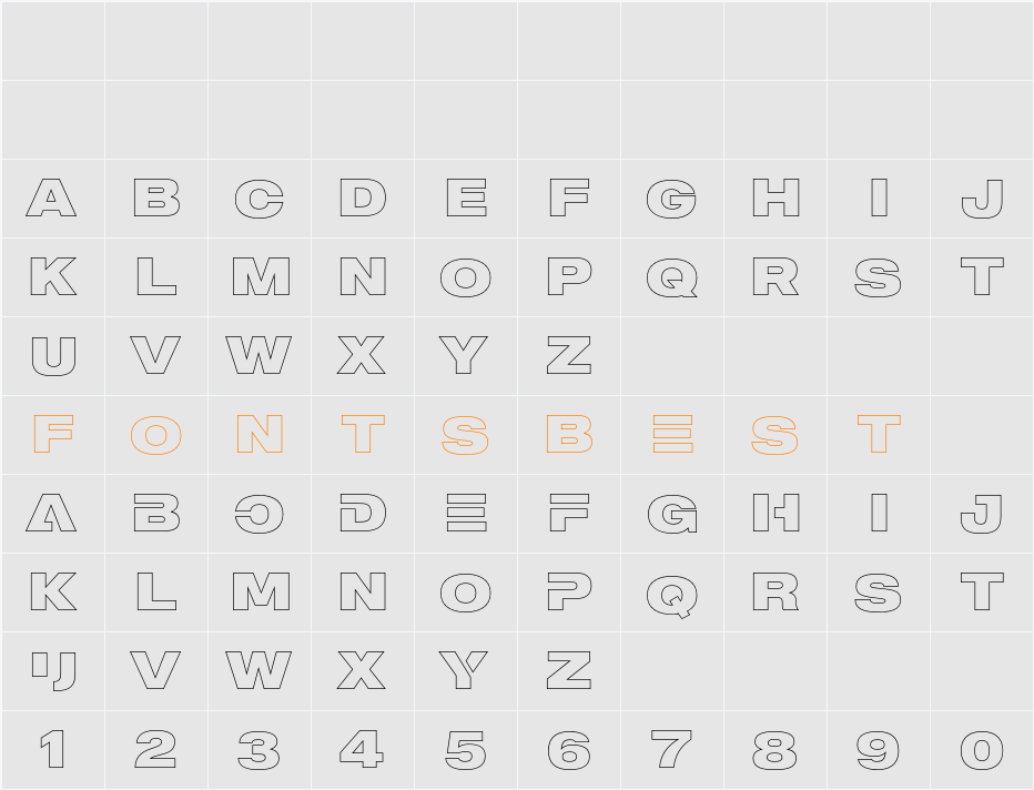 MADE Outer Sans Outline Alt Character Map