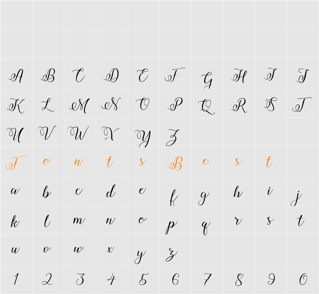 Amberlyn Script Character Map