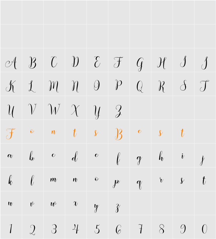 Amberland Script Character Map