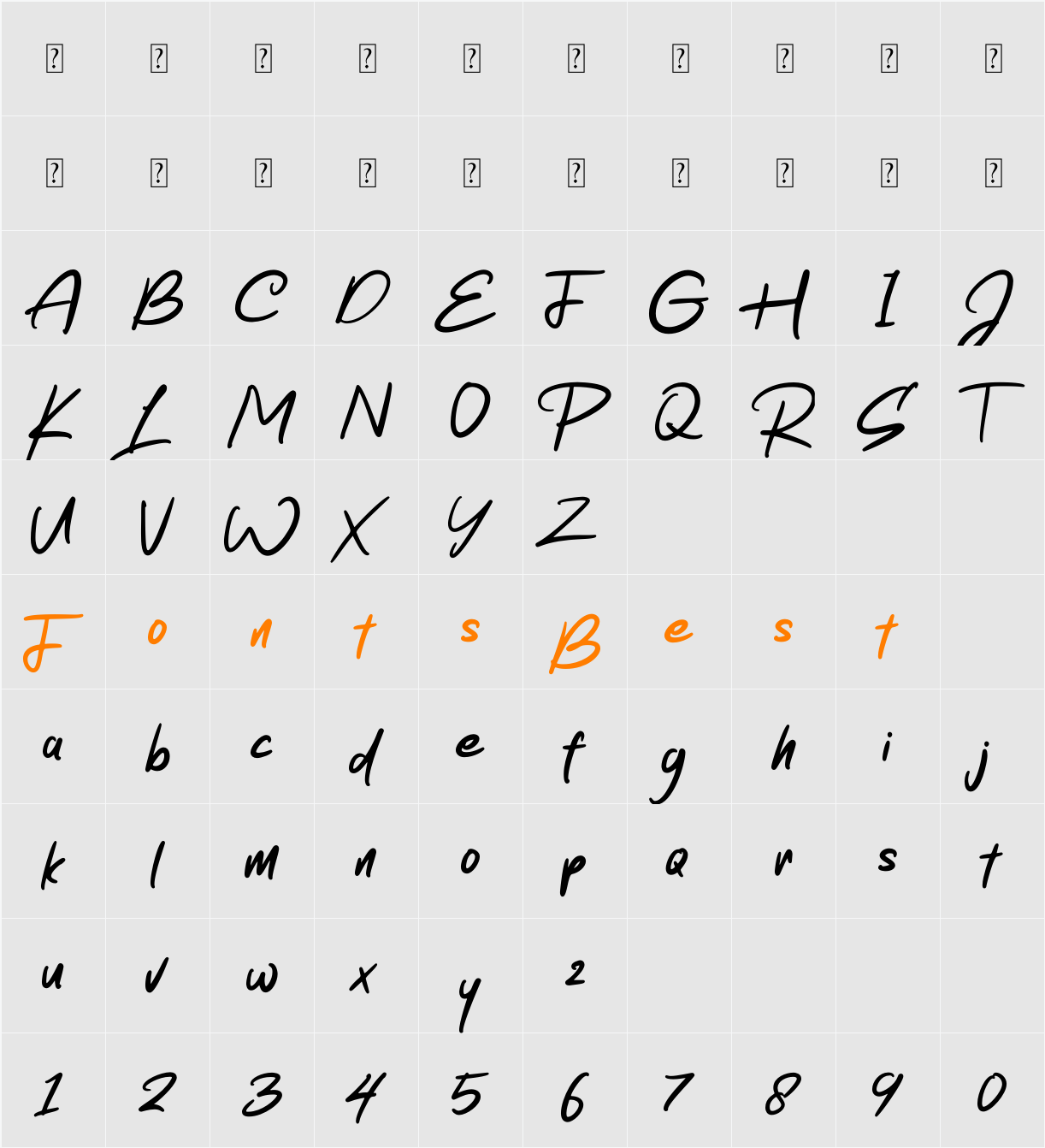 Amstrike Character Map