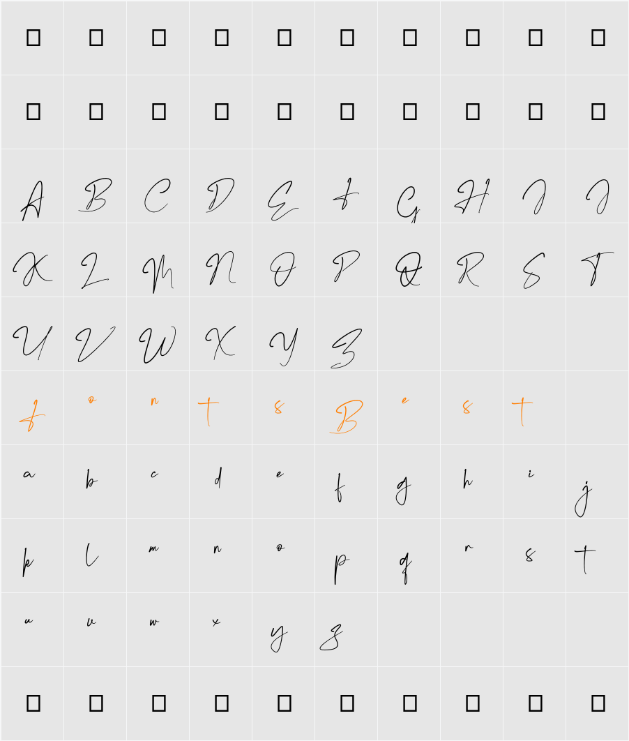 Marentta Signature Personal Use Only Character Map