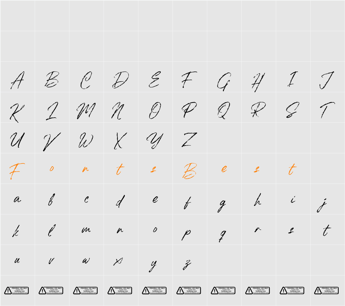 Briketts PERSONAL USE ONLY! Character Map