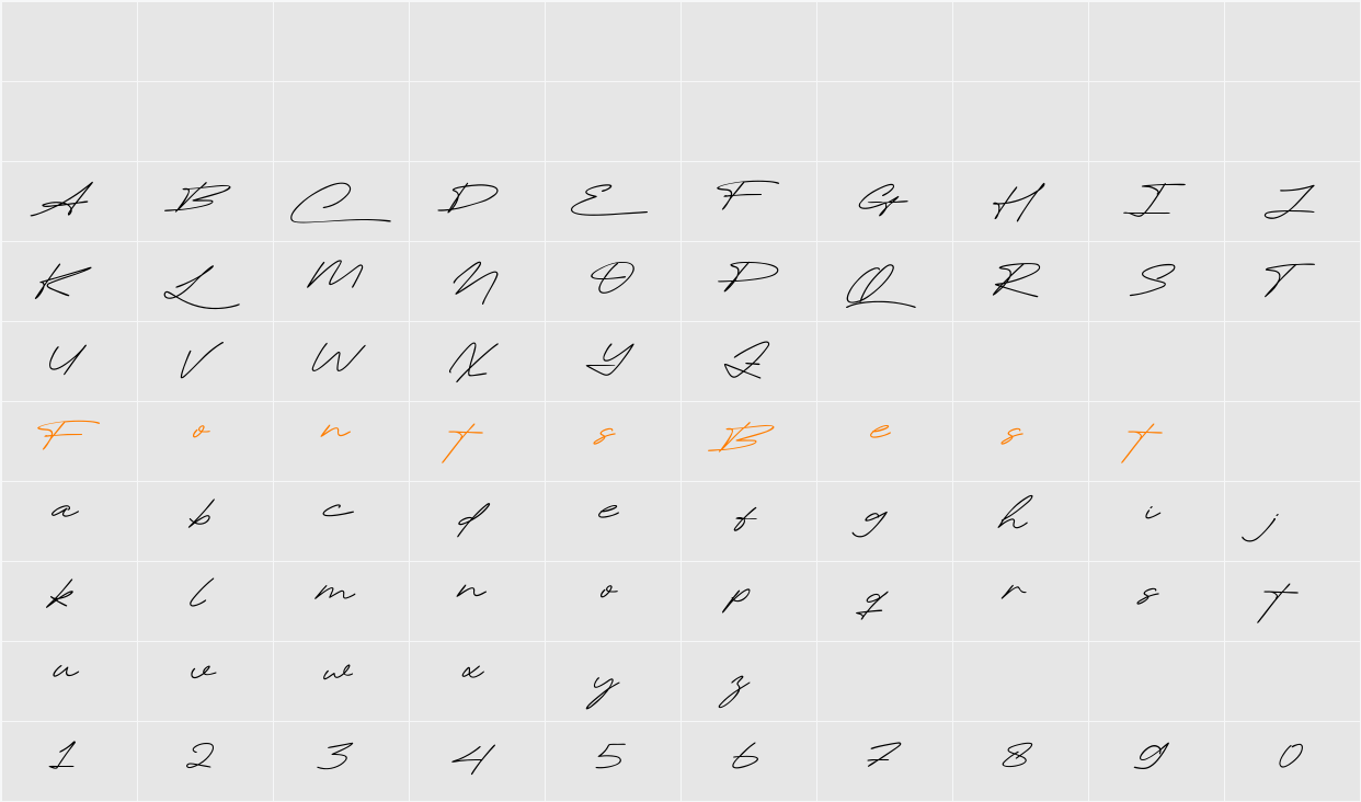 Callheart Character Map