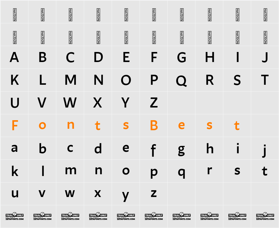Ambra Sans Text Trial Medium Character Map