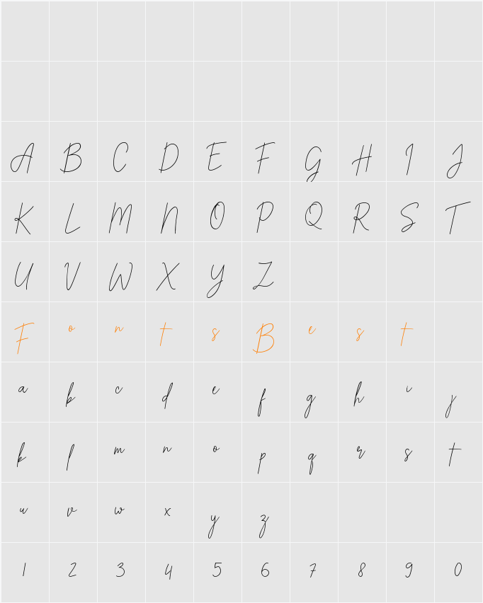 Alexander Lettering Character Map
