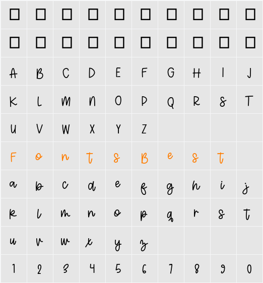 Farmhouse Display Character Map