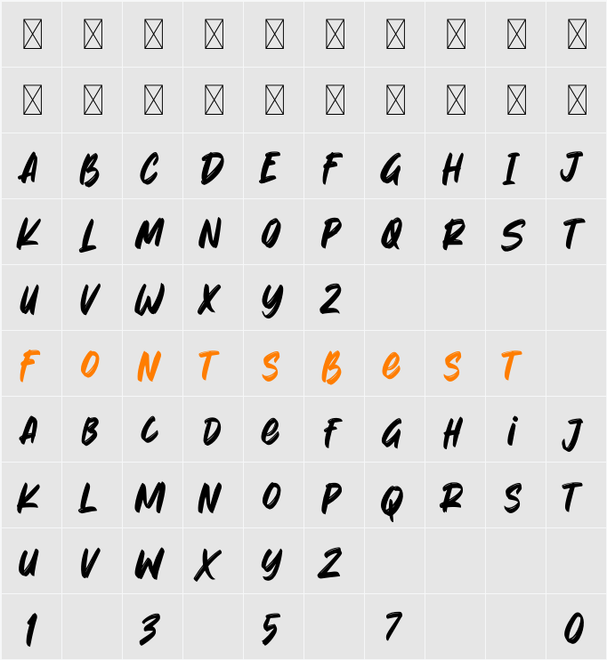 BrushBesh Character Map