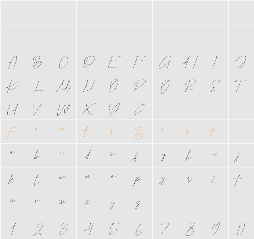 Montelgo Script Character Map