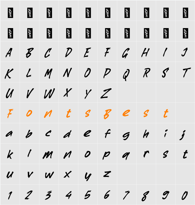 K Kuas Brush Character Map