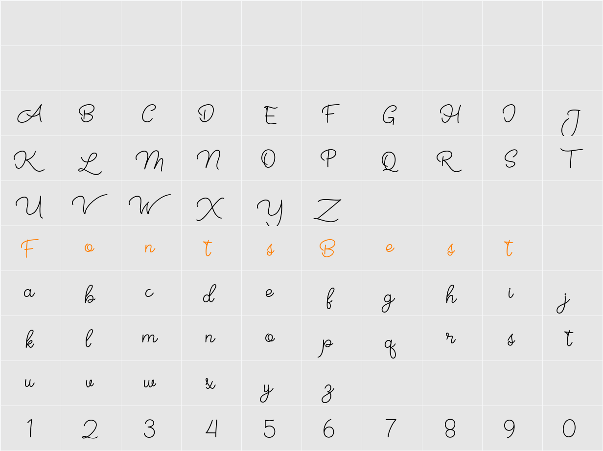 Justin Brown Monoline Character Map